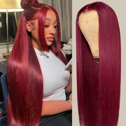 Burgundy Straight Lace Frontal Wig